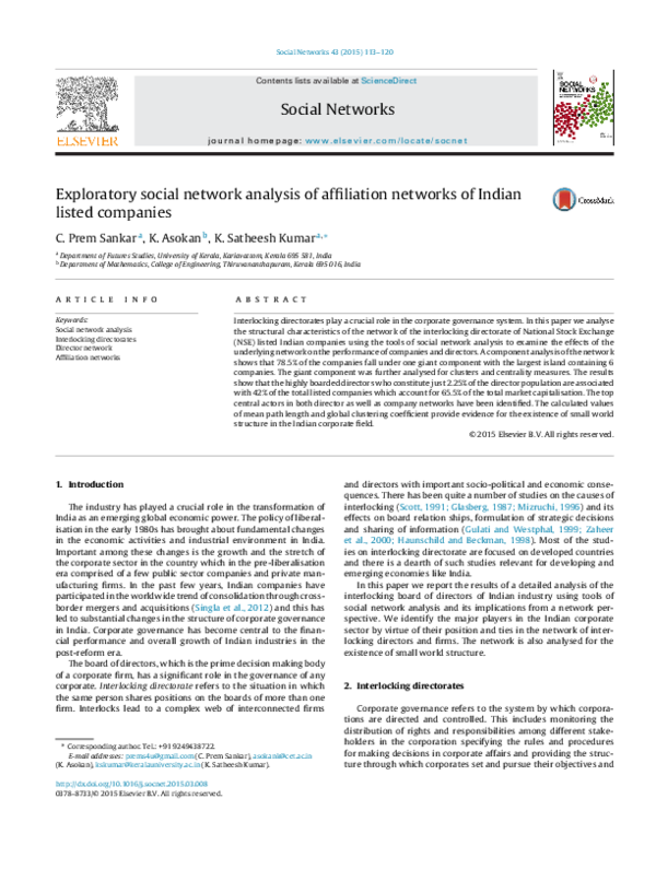 (PDF) Exploratory social network analysis of affiliation networks of ...
