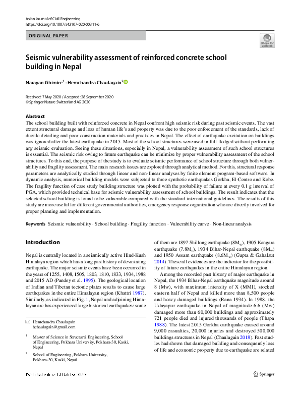 (PDF) Seismic Vulnerability Assessment of Reinforced Concrete Buildings ...