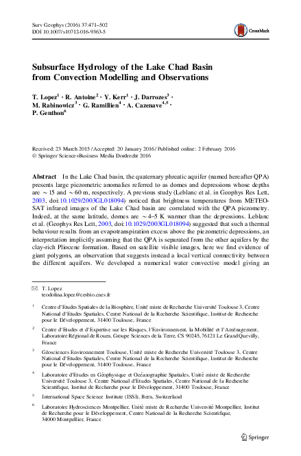 (PDF) Subsurface Hydrology of the Lake Chad Basin from Convection ...