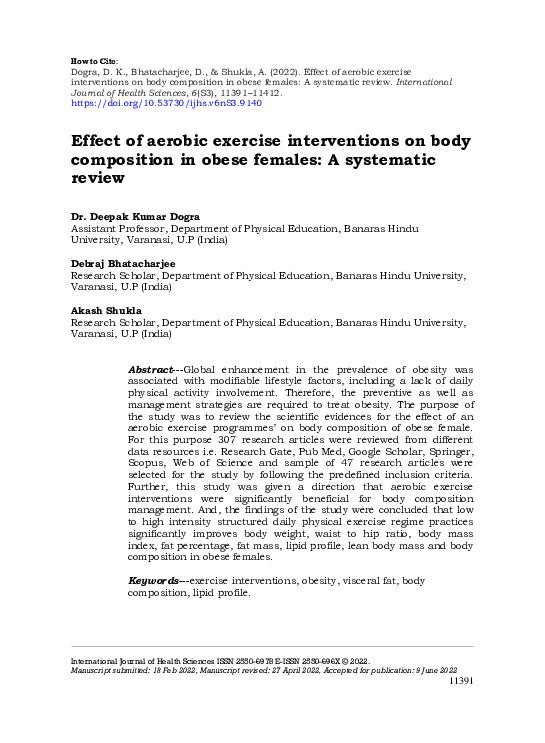 (PDF) Effect of aerobic exercise interventions on body composition in ...