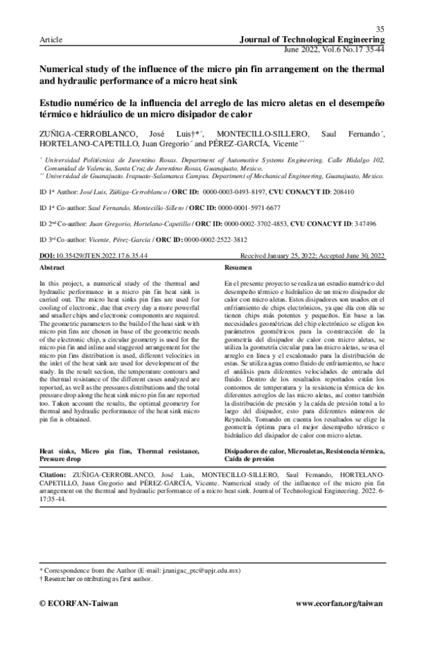 (PDF) Numerical study of the influence of the micro pin fin arrangement ...