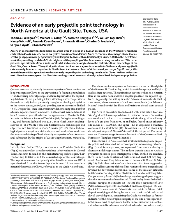 (PDF) Evidence of an early projectile point technology in North America ...