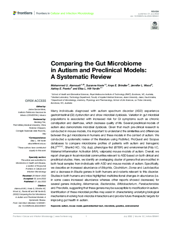 (PDF) Comparing the Gut Microbiome in Autism and Preclinical Models: A ...