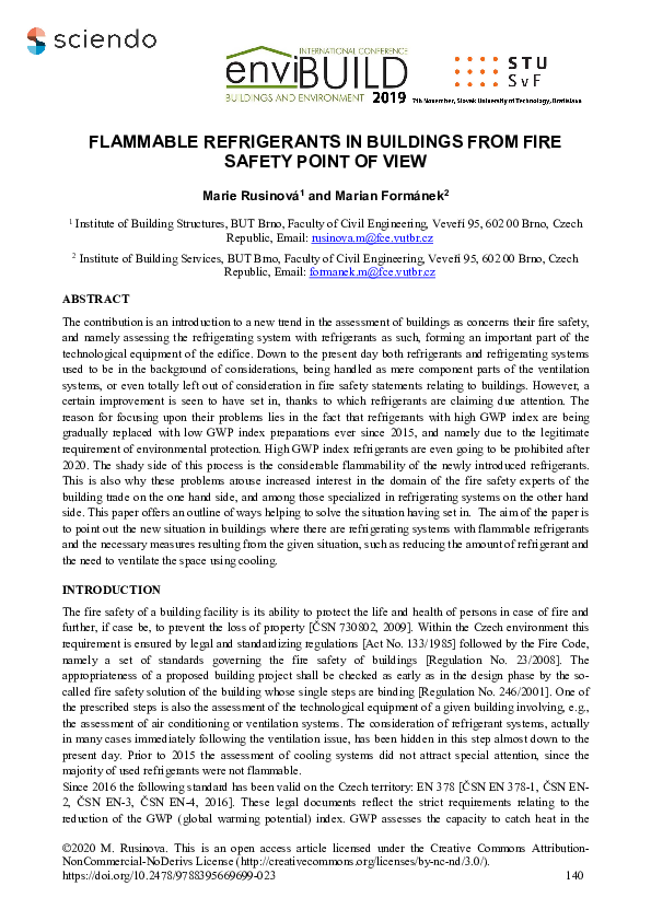 (PDF) Flammable Refrigerants in Buildings from Fire Safety Point of