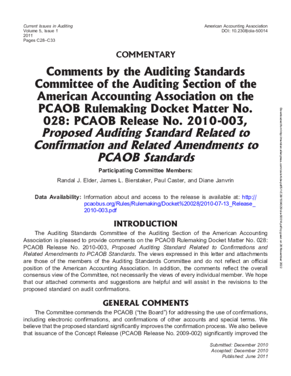 (PDF) Comments by the Auditing Standards Committee of the Auditing ...
