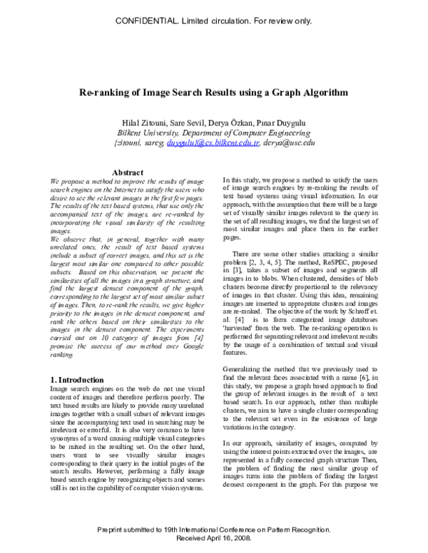 (PDF) Re-ranking of web image search results using a graph algorithm