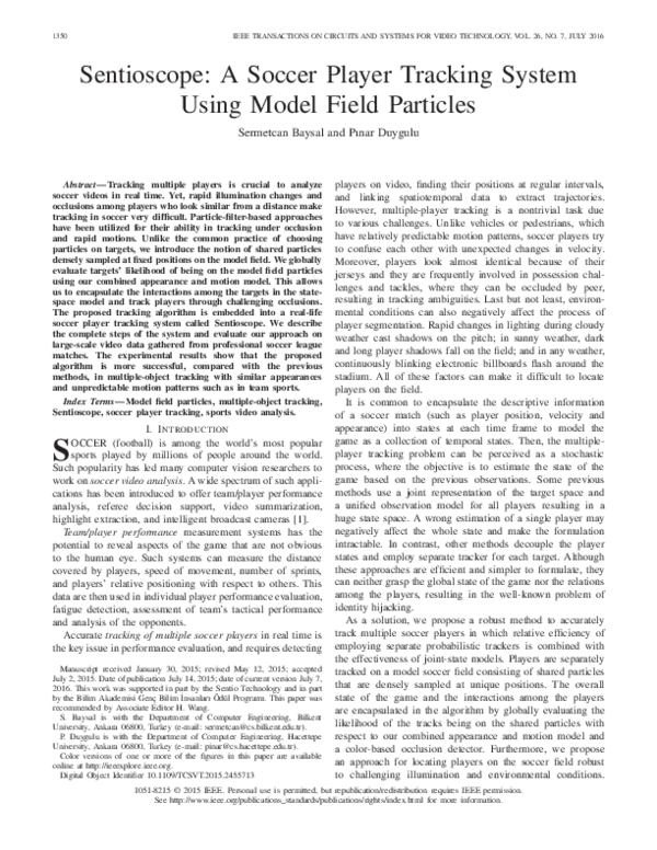 (PDF) Sentioscope: A Soccer Player Tracking System Using Model Field ...