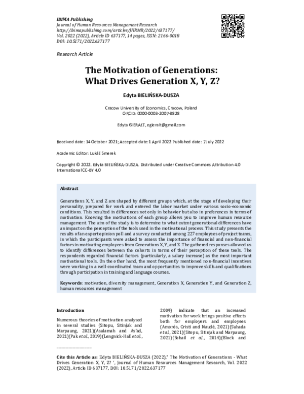 (PDF) The Motivation of Generations What Drives Generation X, Y, Z