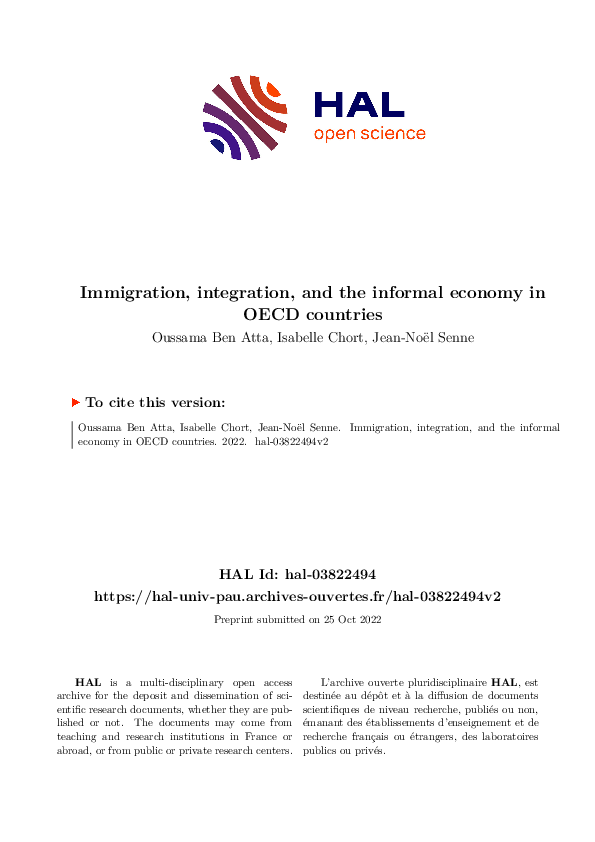 (PDF) Immigration, integration, and the informal economy in OECD countries
