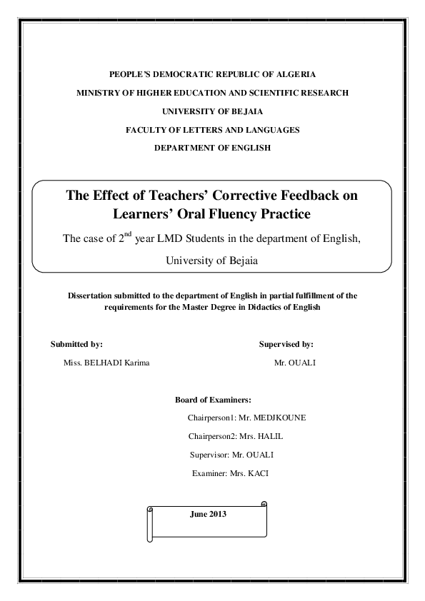 (PDF) The Effect of Teachers’ Corrective Feedback on Learners’ Oral ...