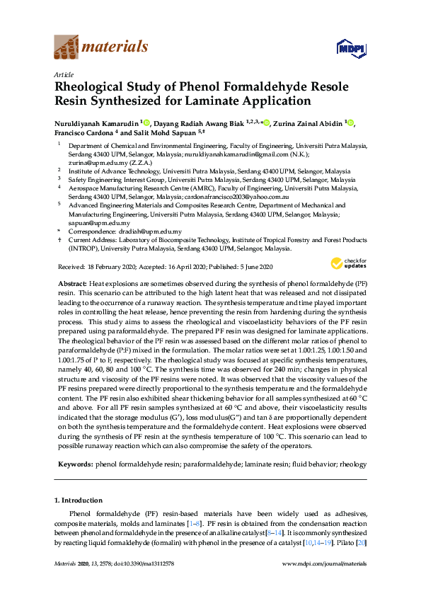 (PDF) Rheological Study of Phenol Formaldehyde Resole Resin Synthesized ...