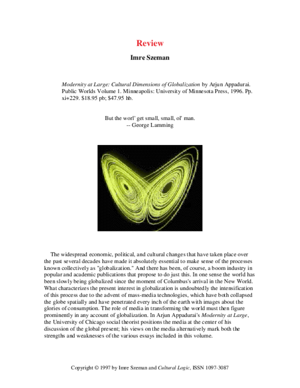 ARJUN APPADURAI MODERNITY AT LARGE CULTURAL DIMENSIONS OF GLOBALIZATION 1996 PDF visual data 7