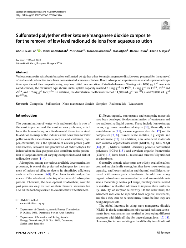 (PDF) Sulfonated poly(ether ether ketone)/manganese dioxide composite ...