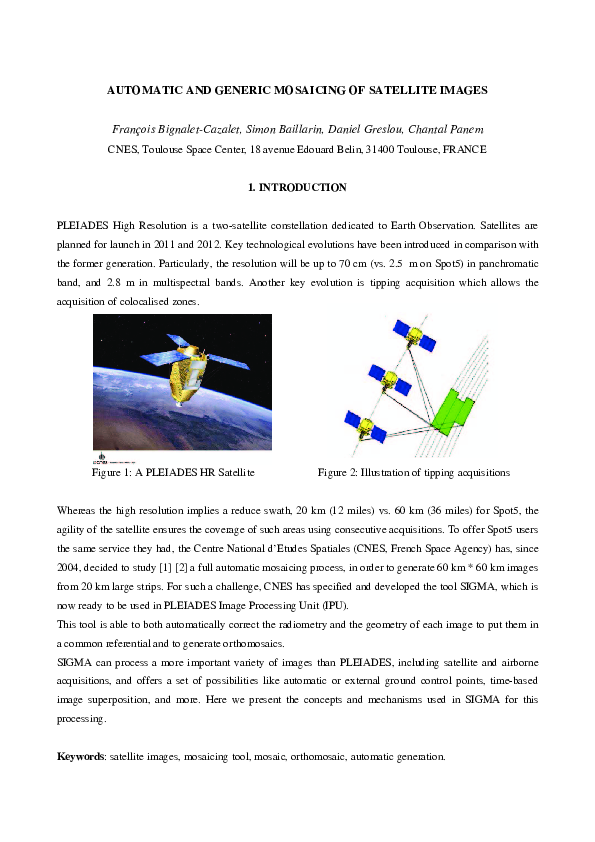 (PDF) Automatic and generic mosaicing of satellite images