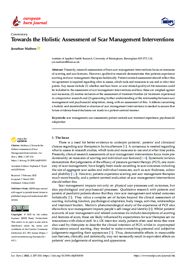 (PDF) Towards the Holistic Assessment of Scar Management Interventions