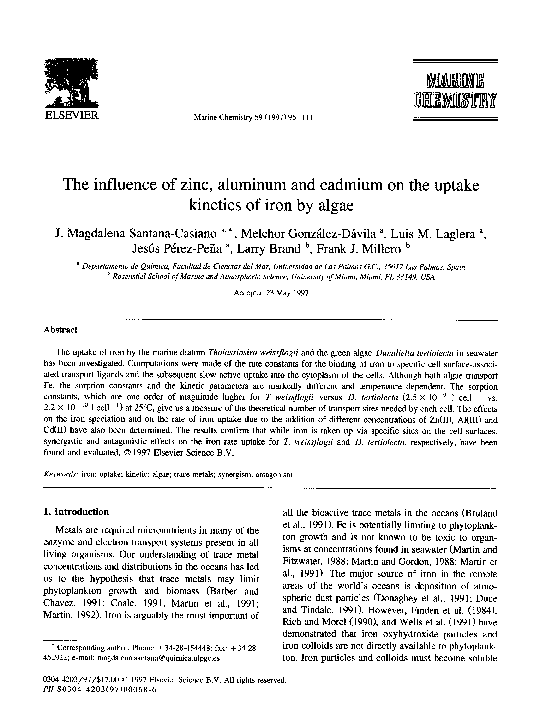 (PDF) The influence of zinc, aluminum and cadmium on the uptake ...