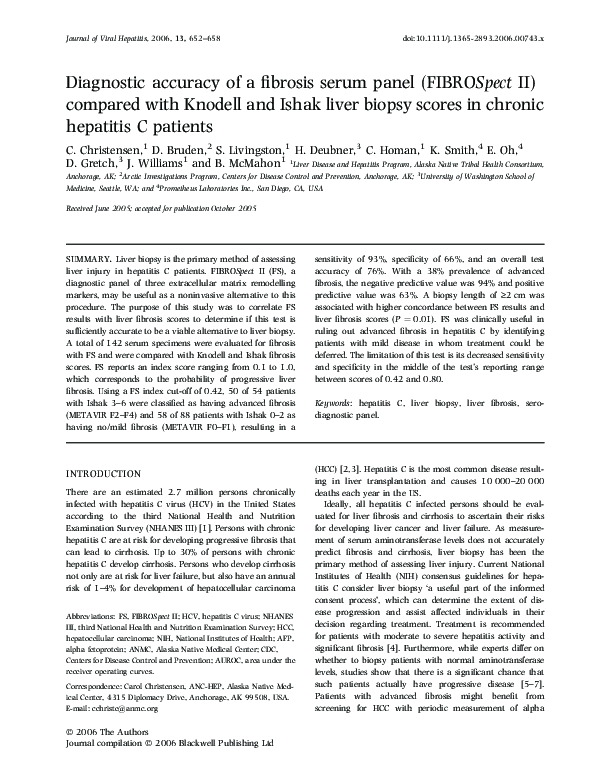 (PDF) FIBROSpect II vs. Liver Biopsy in Chronic Hepatitis C Diagnosis