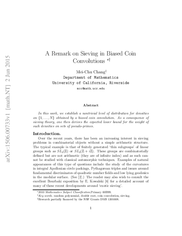 (PDF) A Remark on Sieving in Biased Coin Convolutions
