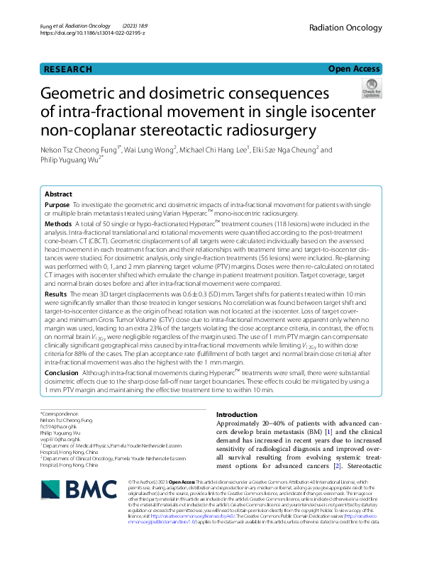 (PDF) Geometric and dosimetric consequences of intra-fractional ...