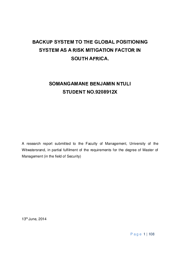 (PDF) Backup system to the global positioning system as a risk ...