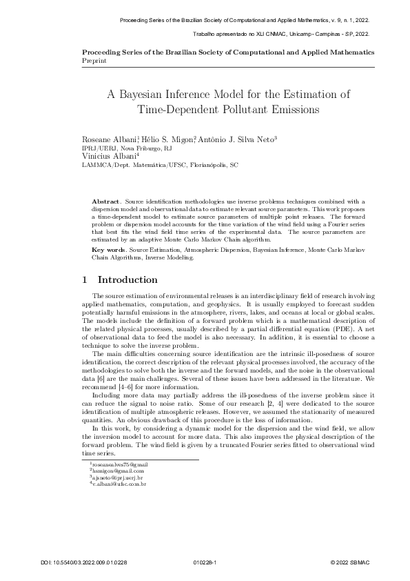 (PDF) A Bayesian Inference Model for the Estimation of Time-Dependent ...