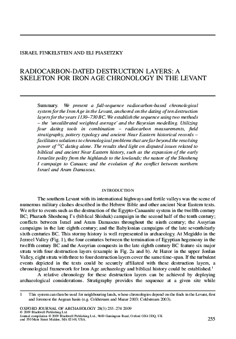 (PDF) Radiocarbon-Dated Destruction Layers: A Skeleton for Iron Age ...