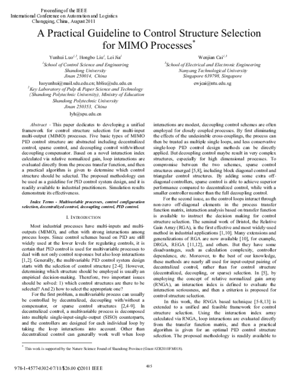 (PDF) A practical guideline to control structure selection for MIMO ...