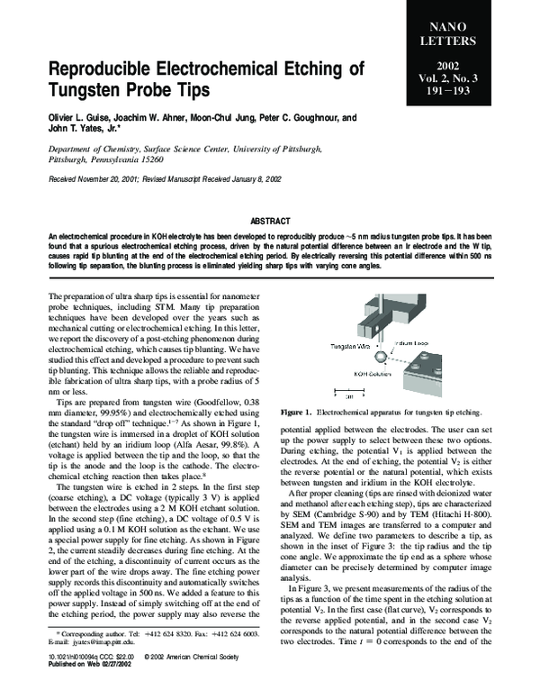 (PDF) Reproducible Electrochemical Etching of Tungsten Probe Tips Peter Goughnour Academia.edu