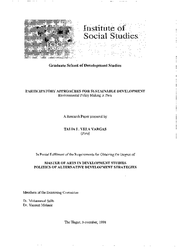 (PDF) Participatory approaches for sustainable development