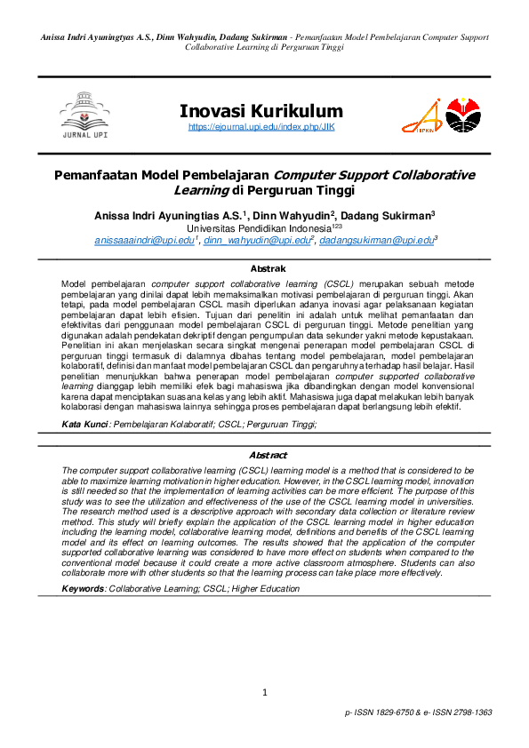 (PDF) Pemanfaatan Model Computer Support Collaborative Learning