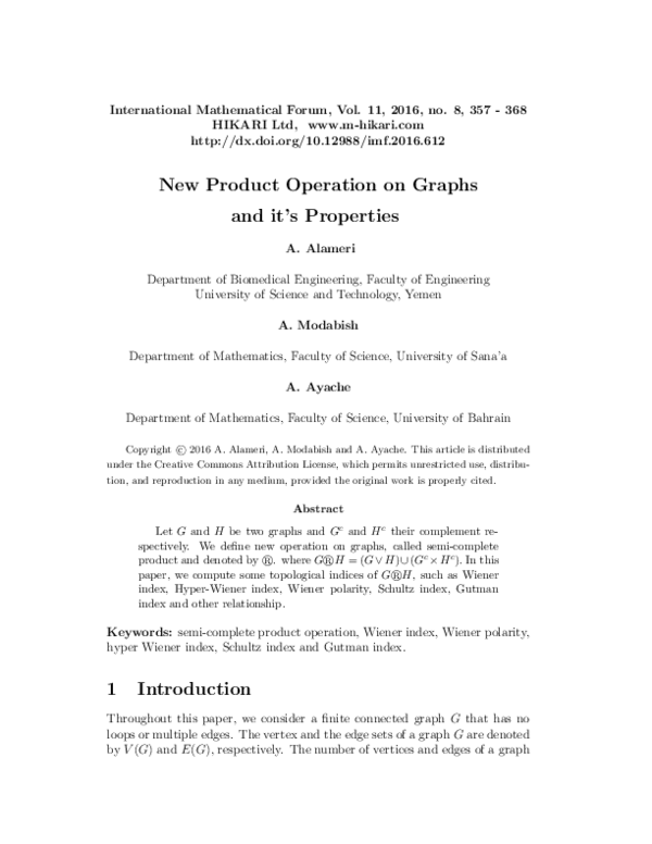 (PDF) New product operation on graphs and it's properties
