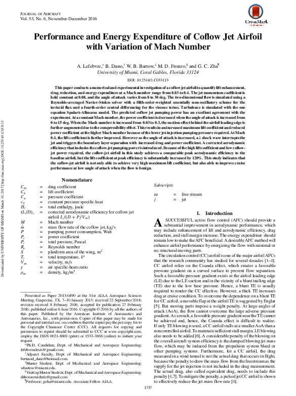 (PDF) Performance and Energy Expenditure of Coflow Jet Airfoil with ...