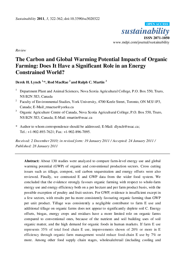 (PDF) Review The Carbon and Global Warming Potential Impacts of Organic ...