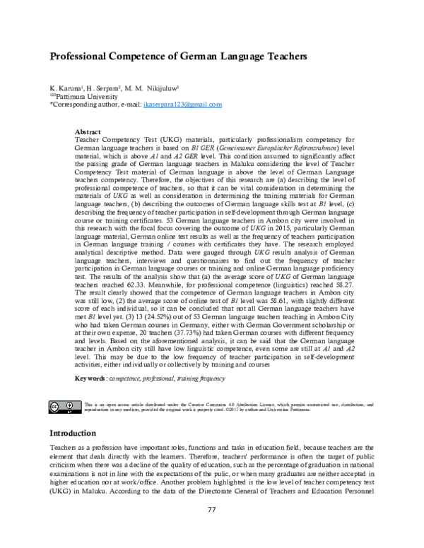 (PDF) Professional Competence of German Language Teachers
