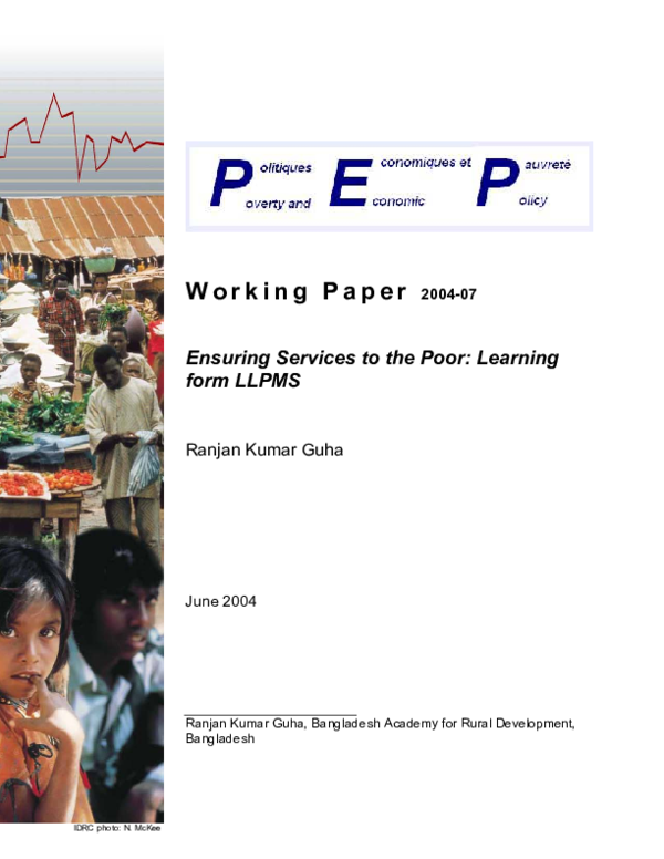 (PDF) Ensuring services to the poor : learning from LLPMS