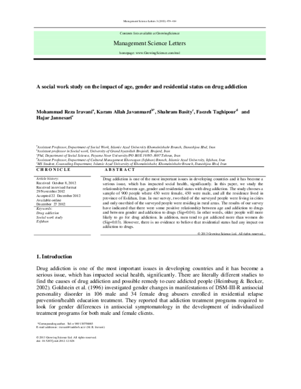 (PDF) A social work study on the impact of age, gender and residential ...