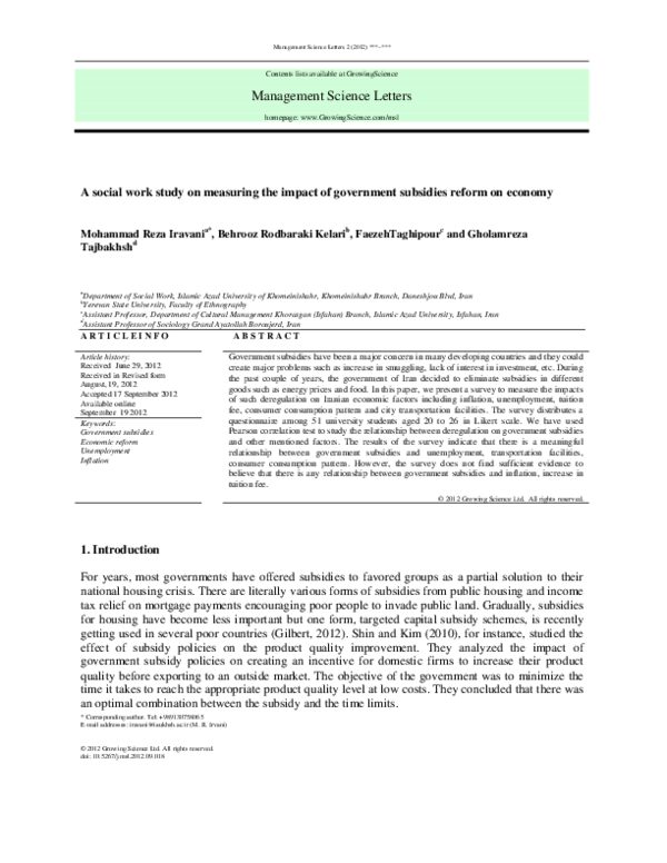 (PDF) A social work study on measuring the impact of government ...