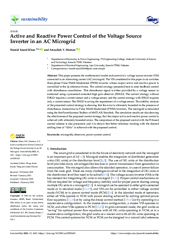 (PDF) Active and Reactive Power Control of the Voltage Source Inverter ...