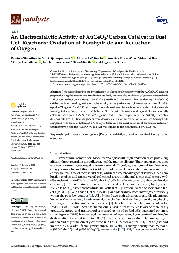 (PDF) An Electrocatalytic Activity of AuCeO2/Carbon Catalyst in Fuel ...