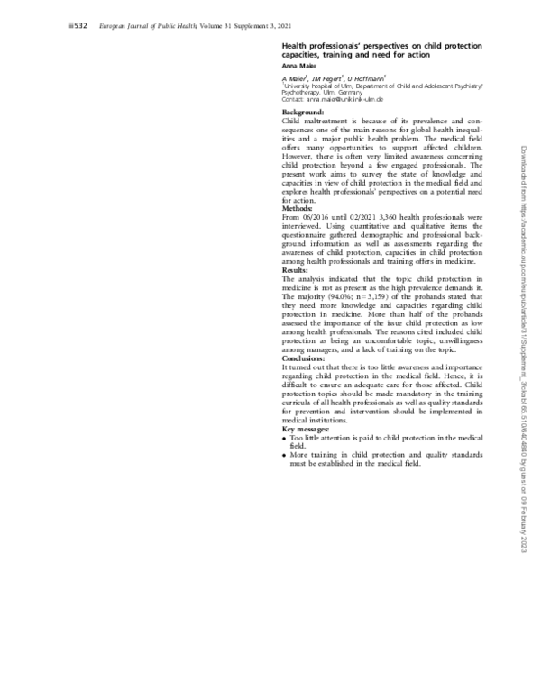 (PDF) Health professionals' perspectives on child protection capacities ...