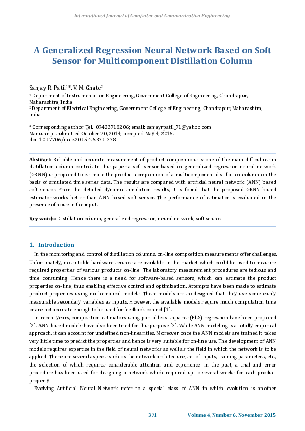 (PDF) Generalized Regression Neural Network Based on Soft Sensor for ...