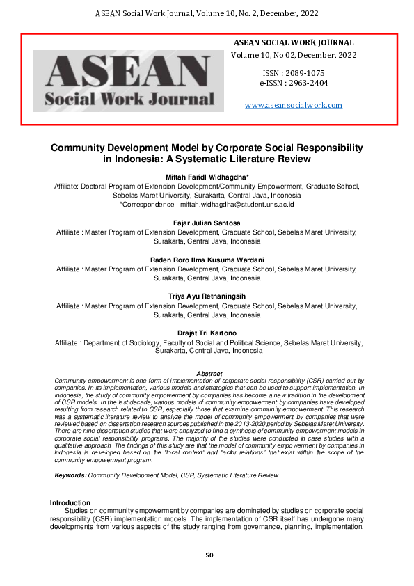 (PDF) Community Development Model by Corporate Social Responsibility in ...