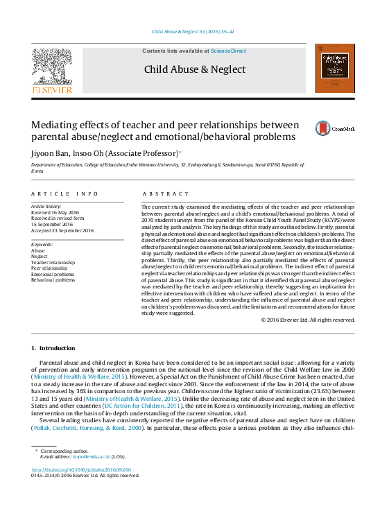 (PDF) Mediating effects of teacher and peer relationships between ...