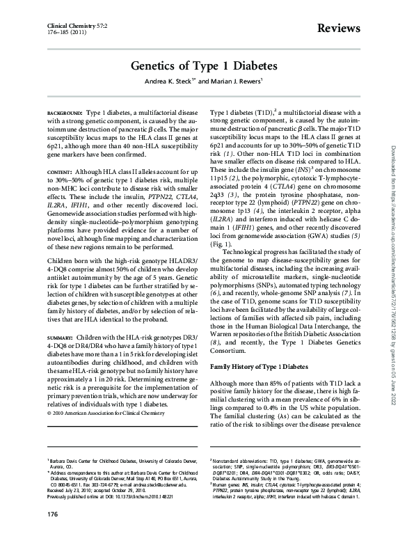 (PDF) Genetics of Type 1 Diabetes