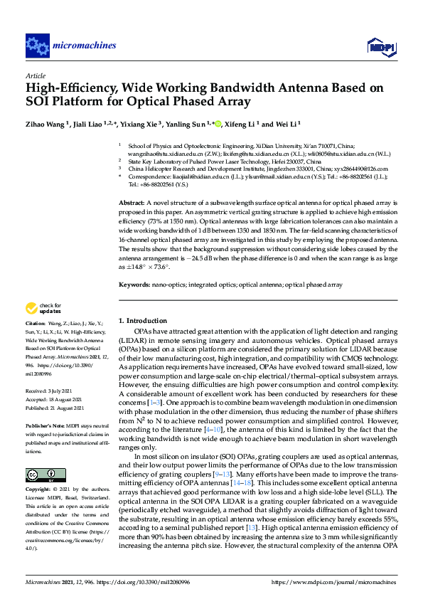 (PDF) High-Efficiency, Wide Working Bandwidth Antenna Based on SOI ...