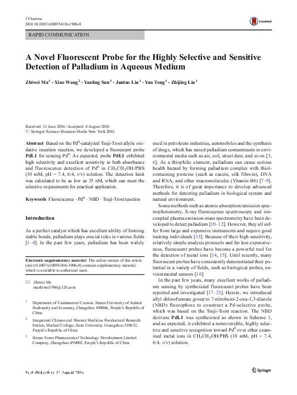 (PDF) A Novel Fluorescent Probe for the Highly Selective and Sensitive ...