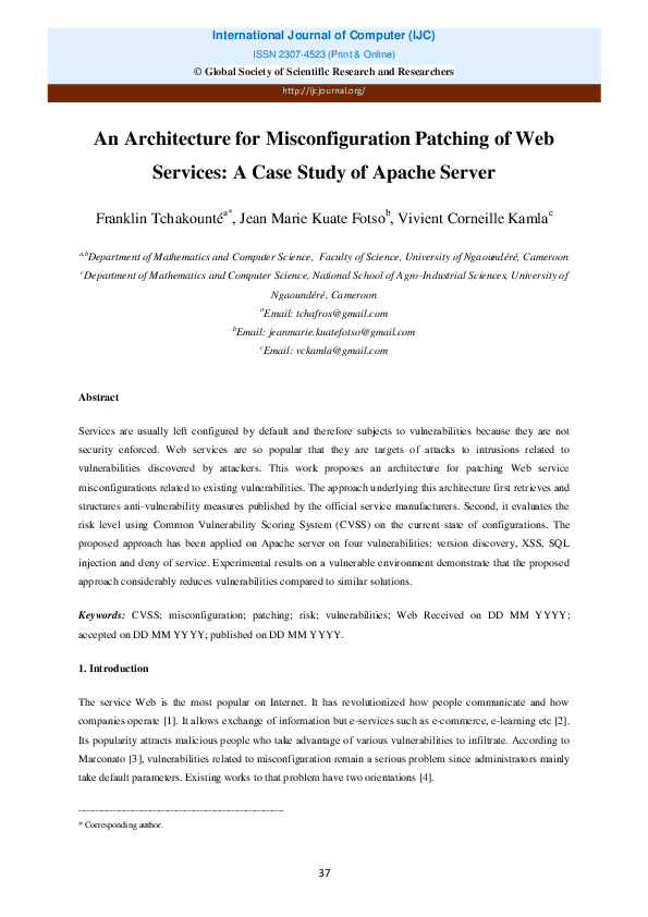 (PDF) An Architecture for Misconfiguration Patching of Web Services: A ...