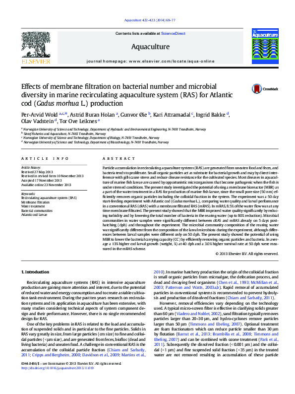 (PDF) Effects of membrane filtration on bacterial number and microbial ...