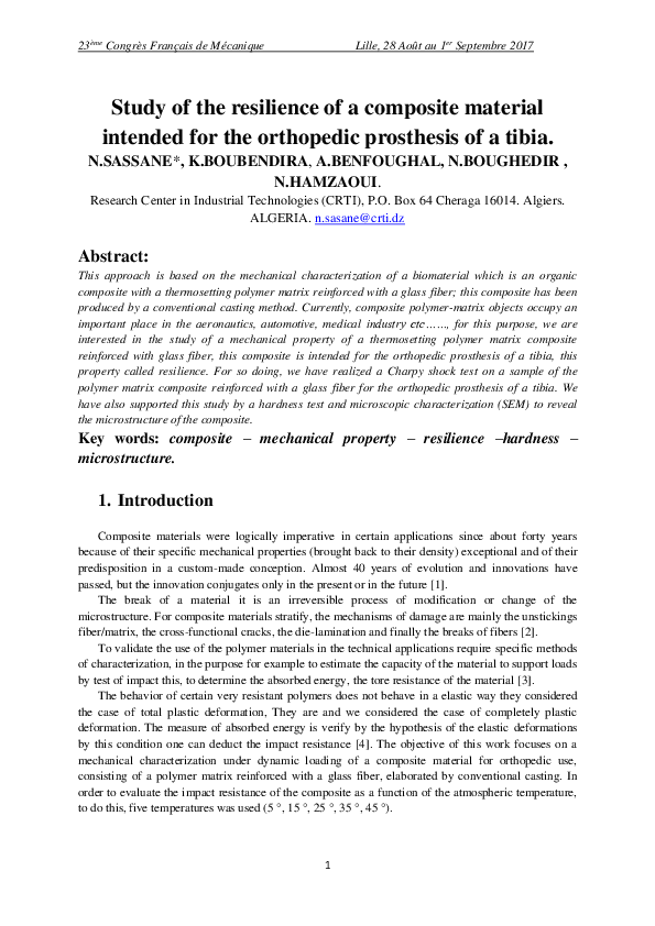 (PDF) Study of the resilience of a composite material intended for the ...