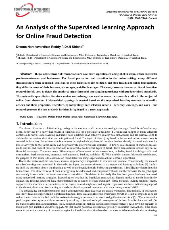 (PDF) An Analysis of the Supervised Learning Approach for Online Fraud ...